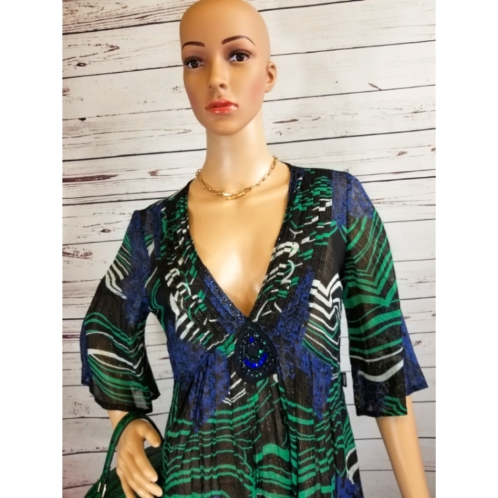 D.E.P.T Women's Green and Blue Dress Size Large